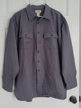 L.L. Bean Men's Chamois Cloth Gray Button-Up Shirt Jacket